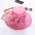 thumbnail image 5 of Versión coreana de verano de sombrero para el sol de malla con flores, sombrero para el sol de playa, sombrero de organza para mujer, 5 of 5