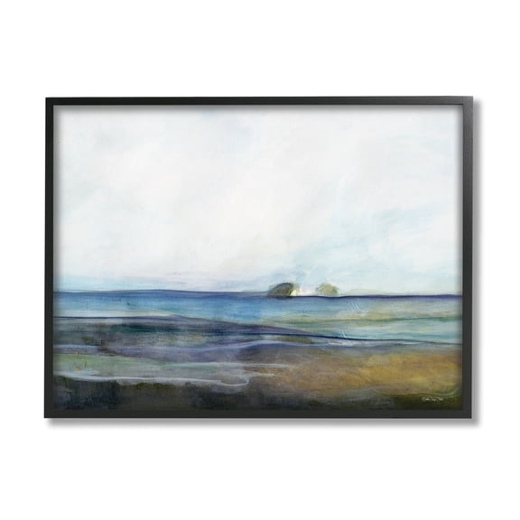 Stupell Abstract Beach Shore Nautical Landscape Abstract Painting Black Framed Art Print Wall Art