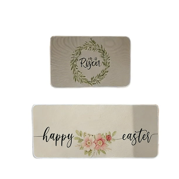 Yhmxh Alfombrillas de baño para baño Alfombra de baño Juego de 2 alfombrillas de cocina de Pascua, antideslizantes, suaves, cómodas y lavables. Decoración del baño