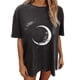 thumbnail image 1 of Blusa de manga corta con estampado de luna y sol de calavera con mangas caídas vintage para mujer Pompotops hfajkhk124889, 1 of 9