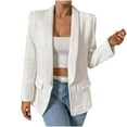 thumbnail image 2 of ZVNAΖH Womens Casual Blazers Lightweight Long Sleeve Jackets Mid Length Open Front Cardigan Business Blazers with Pockets, 2 of 7