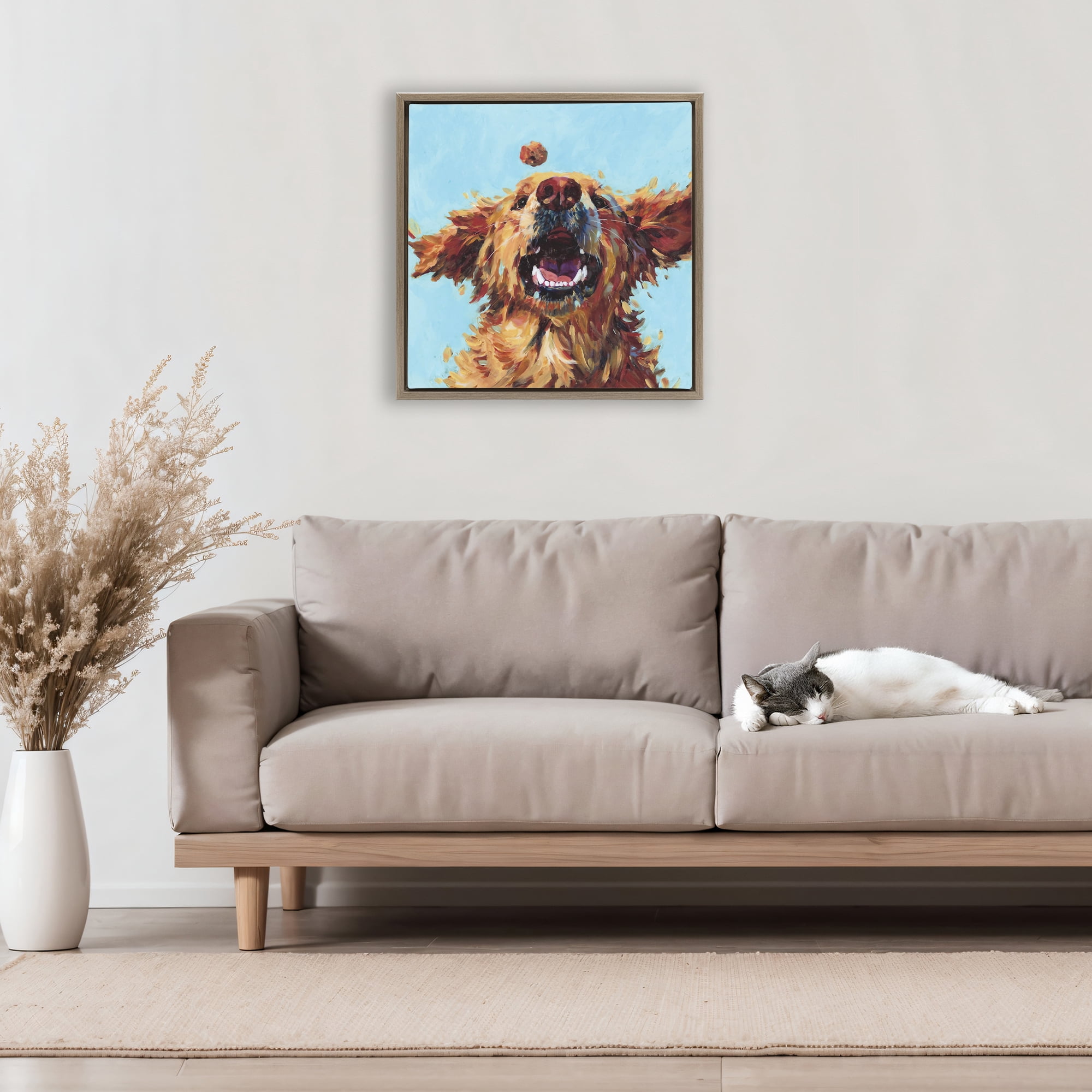 Stupell Industries Treato Loyal Dog Brown Framed Floater Canvas Wall Art, design by Studio Bautista