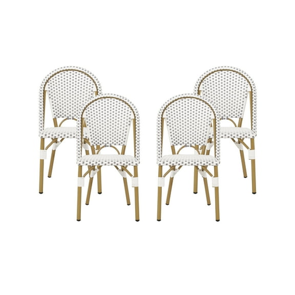 Christopher Knight Home Elize Outdoor French Cafe Chairs (Set of 4) by  Gray   White   Bamboo Print Finish