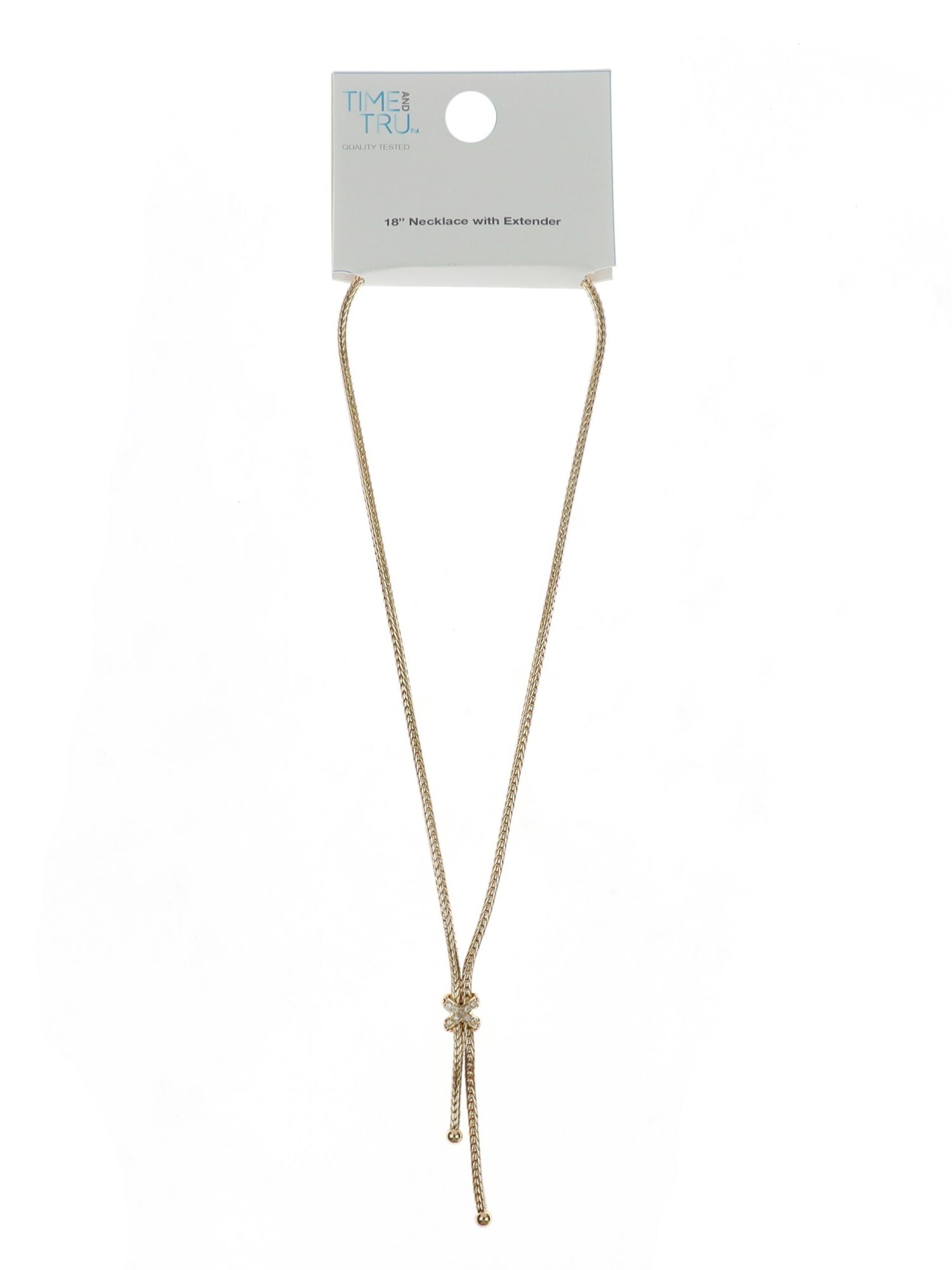 Time and Tru Gold Y Lariat Necklace with Stone (Women's)