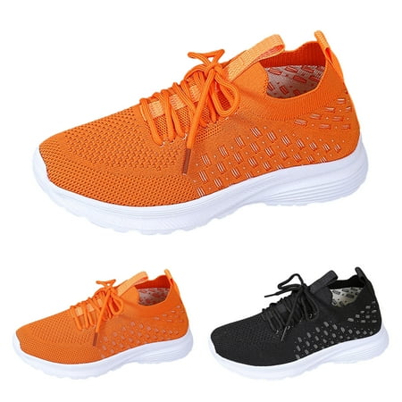 PEASKJP Women s Shoes Slip-on Comfort Shoes Lightweight Casual Walking Shoes Non Slip Work Shoe Orange 8