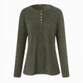 thumbnail image 5 of Towmus Women's V Neck Sweaters Solid Color Long Sleeve Pullover Tops Button Knit Sweater Fashion Daily Tops, 5 of 6