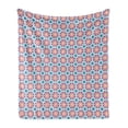 thumbnail image 1 of Ethnic Soft Flannel Fleece Throw Blanket, Oriental Mosaic Floral Symbolic Eastern Style Geometric Boho Inspired, Cozy Plush for Indoor and Outdoor Use, 50" x 60", Purple Pale Azure Blue, by Ambesonne, 1 of 5