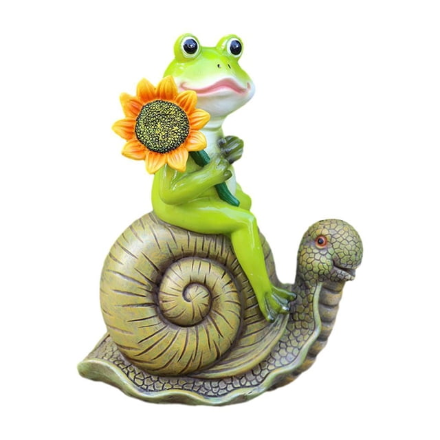 Estatua de rana para jardín, figurita de rana, escultura impermeable para el hogar, simulación en miniatura de resina. Pasto verde