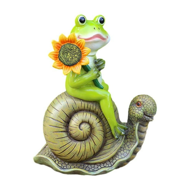 Figura de rana, estatua de rana para jardín, decoración de jardín al aire libre, simulación mini Pasto verde