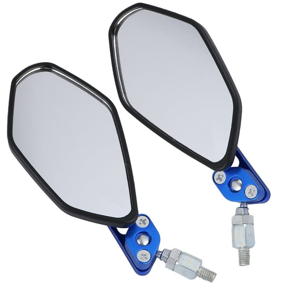 NICEXMAS 1Pair Motorcycle Rearview Mirror Blue with Adjustable Angle and Long Stem for Better Visibility