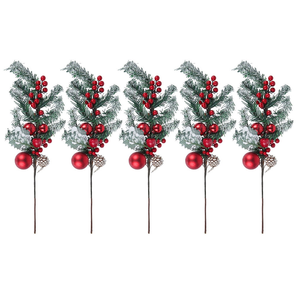 Christmas Table Decorations Pack of 6 Artificial Frosted Red Berries Pick