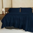 thumbnail image 3 of 4 Piece Corner Ruffle Sheet Set, 6" Inch Corner Ruffle On Flat Sheet And Pillowcases, 18 Inch Deep Pocket, 100% Egyptian Cotton, 800 TC, Twin Size, Solid Navy Blue, 3 of 6