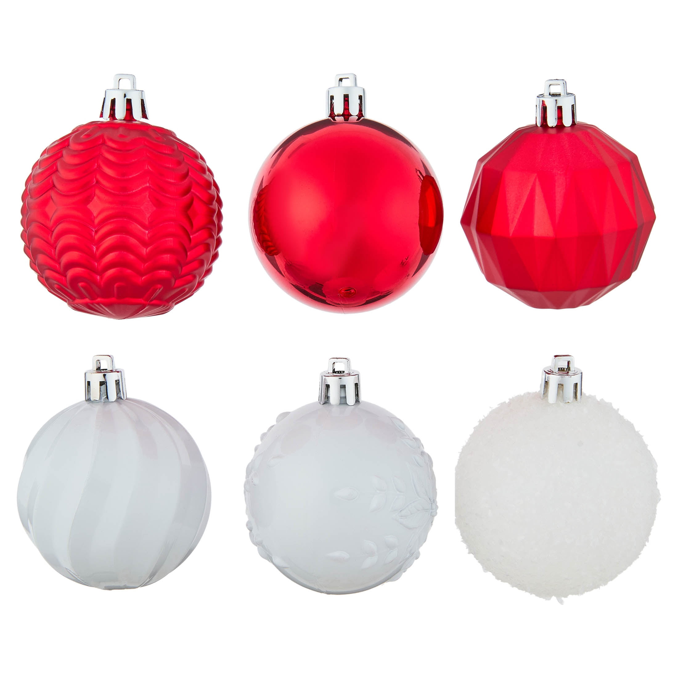 24-Count Red and White Ball Shatterproof Christmas Ornaments, 2.8", by Holiday Time
