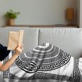 thumbnail image 3 of Greek Key Soft Flannel Fleece Throw Blanket, Traditional Meander Border Set Square and Circles Antique Frame Pack, Cozy Plush for Indoor and Outdoor Use, 60" x 80", Black White, by Ambesonne, 3 of 5