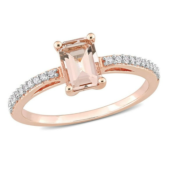 7/8 Carat (ctw) Morganite Ring in 10K Rose Pink Gold with Diamonds