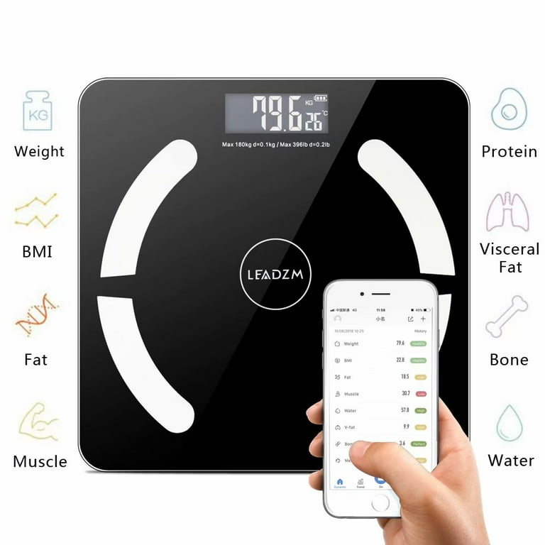 Body Fat Scale, High Accurate Measurement Digital Smart Bathroom Scale,  Digital Bathroom Scale with Bluetooth by iOS and Android App, 13 Function  Body Analysis, 180 kg / 400 lb – AICOOK