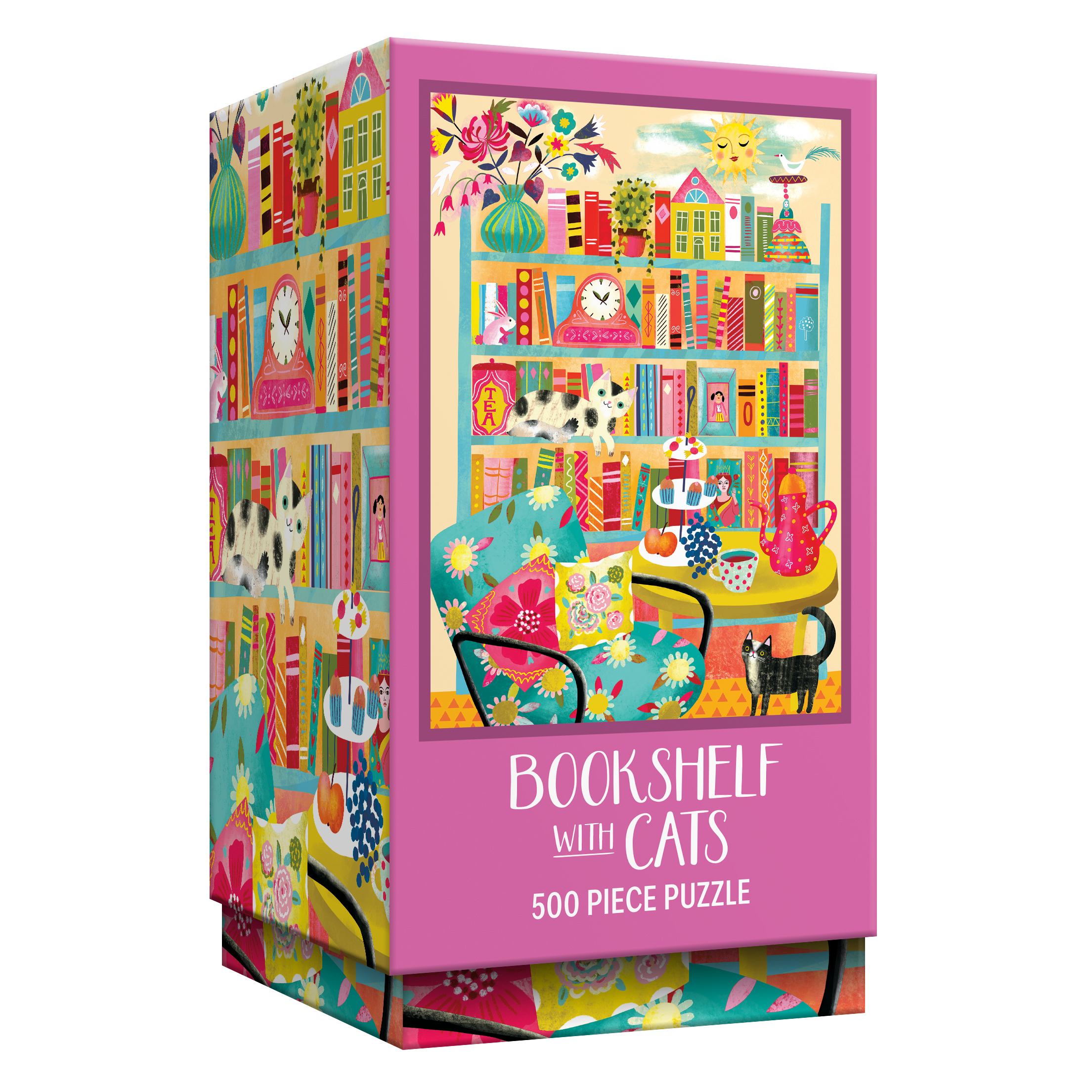 RoseArt - Vertical Visions 500 pièces - Bibliothèque avec chats - Puzzle à emboîter pour adultes