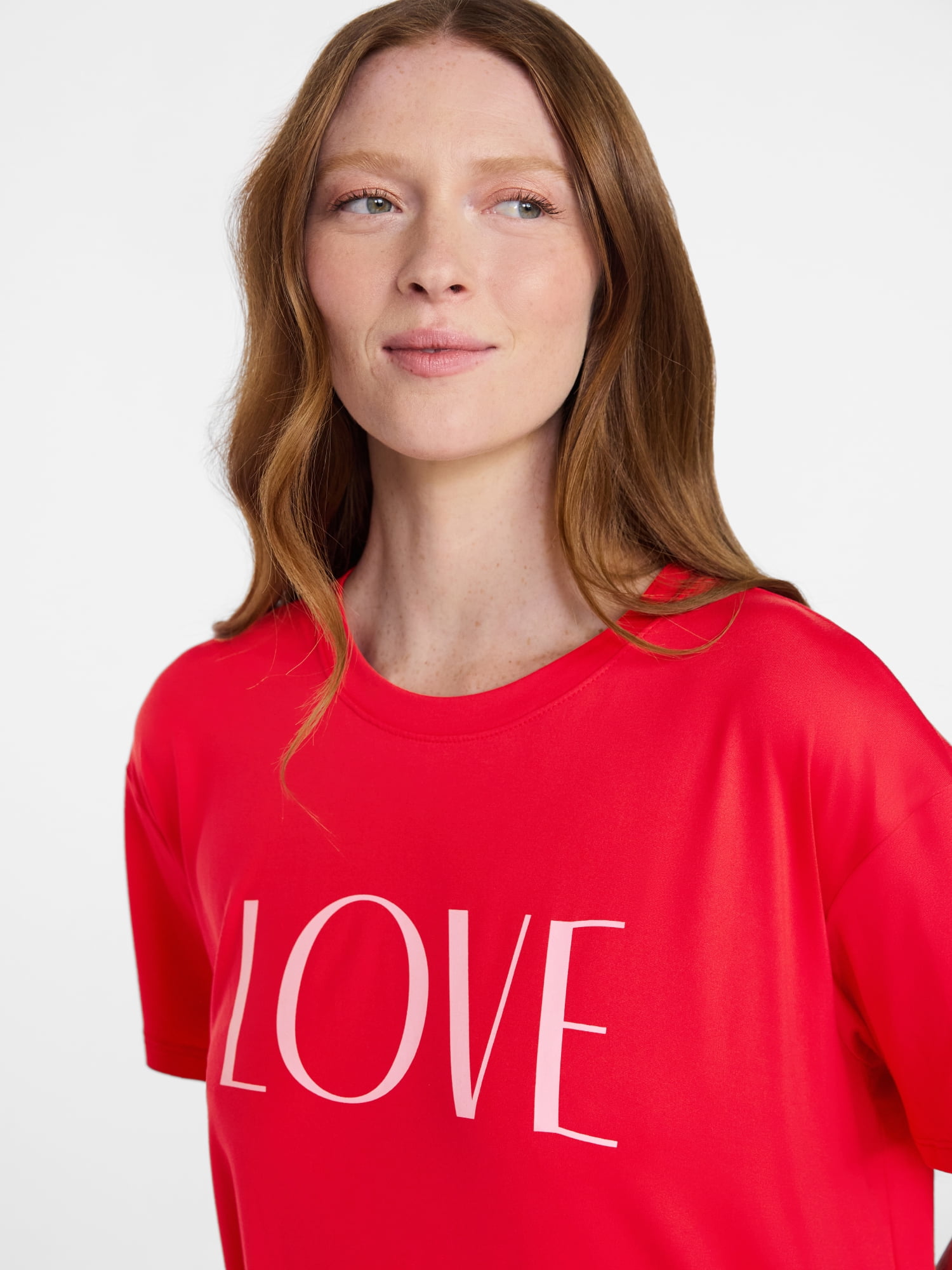 Joyspun Women’s Dreamy Soft Collection Short Sleeve Valentine's Day Sleep Shirt, Sizes S/M to 2X/3X