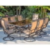 Hanover Monaco 9-Piece Outdoor Patio Dining Set with Tempered Glass 42" x 84" Rectangular Dining Table and 8 PVC Sling Swivel Rockers with Rust-Free Aluminum Frames | MONDN9PCSWG
