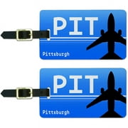Pittsburgh PA (PIT) Airport Code Luggage Suitcase Carry-On ID Tags, Set of 2