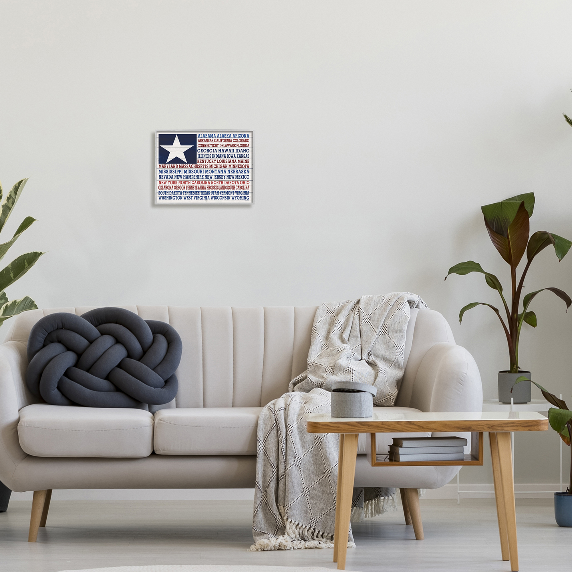 Stupell Industries . Star Patriot Flag Listed State Typography Sign,14 x 11, Design by Jo Moulton