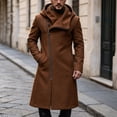 thumbnail image 5 of Hulanddfd Men's Faux Leather Trench Coat Hooded Zip Up Long Windbreaker Casual Fall Winter Outerwear, 5 of 8