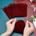 thumbnail image 3 of 30 bolsas de terciopelo con cordón de 12 x 10 cm (rojo oscuro), bolsas de regalo rectangulares, bolsas para guardar joyas, bolsas para dulces, bolsas para joyas para regalos de boda, 3 of 4