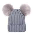 thumbnail image 1 of Gorro para padres nuevos, gorro de bebé con rosca de otoño e invierno europeo y americano, gorro tejido con bolas de pelo doble, gorro, 1 of 6