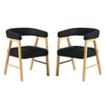 thumbnail image 3 of Walker Edison Modern Solid Wood Curved Dining Chair with Boucle, Set of 2, Black, 3 of 13