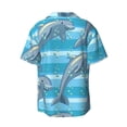thumbnail image 2 of KLL Dolphin Print Men's Shirt Short Sleeve Button Down Summer Cuba Beach Shirts- Medium, 2 of 7