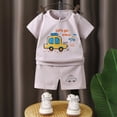 thumbnail image 2 of TOWED22 Toddler Kids Baby Boy Clothes Summer 2pcs Dinosaur Print Short Sleeve Shirt Elastic Shorts Outfits(Grey,6-12 M), 2 of 4