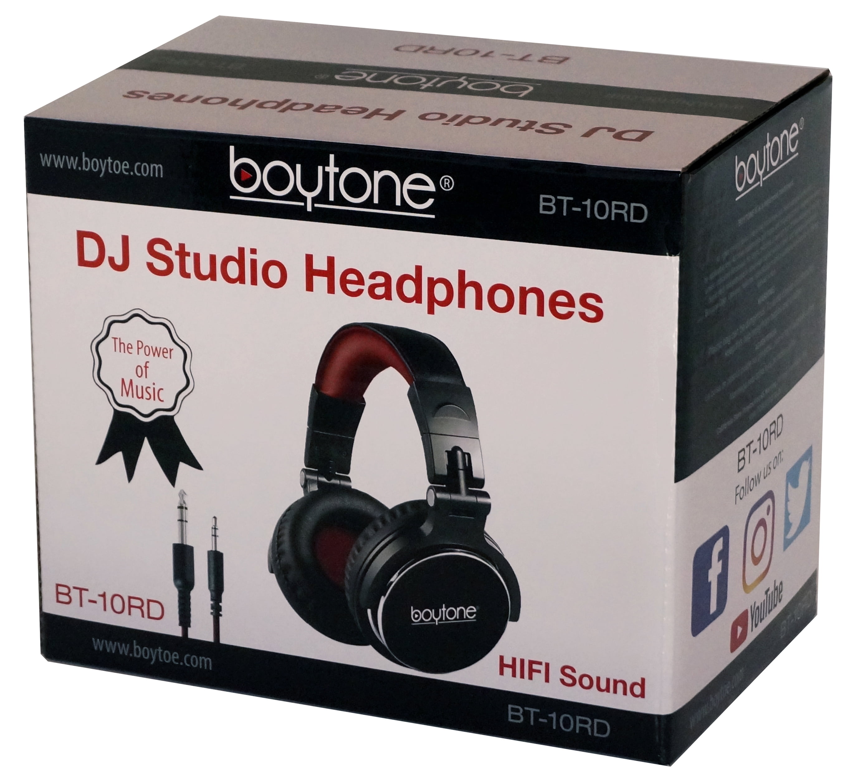Boytone BT-10RD Wired Over Ear Headphones Studio Monitor & Mixing DJ Stereo Headsets with 50mm Drivers and 1/4 to 3.5mm Audio Jack for Audio Mixer Computer, Phone, Guitar, Laptop, Amplifire, TV
