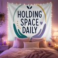 thumbnail image 2 of Textual Mantra on Off-White Background, Calming Minimalist for Wellness Enthusiasts, Abstract Circular Wall Art, Housewarming Gift, Tapestry Wall Hanging for Bedroom and Living Room, 2 of 7