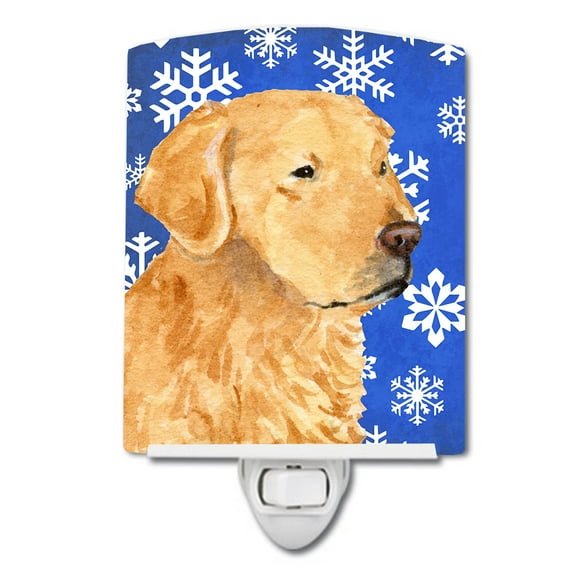 Caroline's Treasures SS4614CNL Golden Retriever Winter Snowflakes Holiday Ceramic Night Light, 6x4x3", multicolor