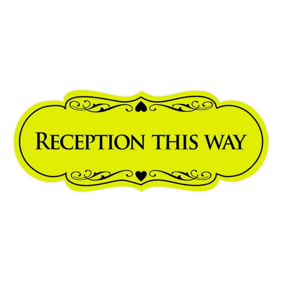 Signs ByLITA Designer Reception This Way Sign (Yellow / Black) - Large