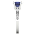 thumbnail image 3 of 1.71 ctw Solitaire with Zirconia Diamond Accents Anniversary Ring for Women | Round Cut Simulated Blue Sapphire | Hyperallergenic Solid 18K White Gold, 3 of 5