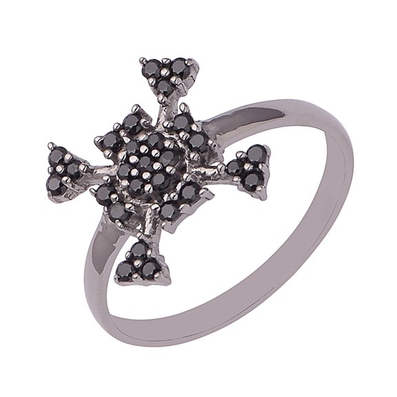 Art Deco Round Black Spinel Gemstone 925 Sterling Silver Women Valentines Day Gifts Ring US-5.5