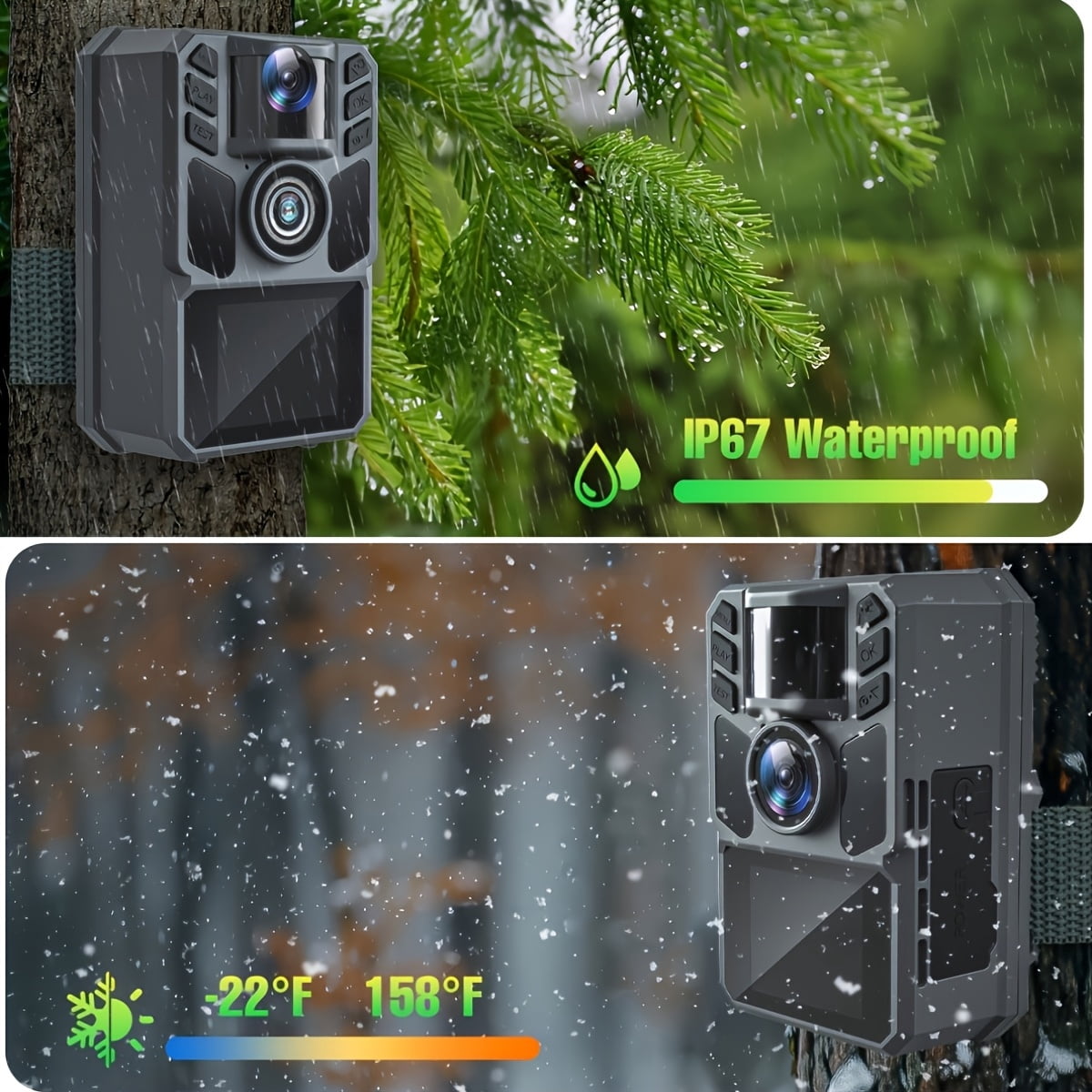 4K 64MP Hunting Trail Cameras Solar Game Trail Cam-130-Degree Wide Angle Deer Wildlife Monitoring with Night Vision Built In 5000mAh Battery 0.2s Trigger Time Camera