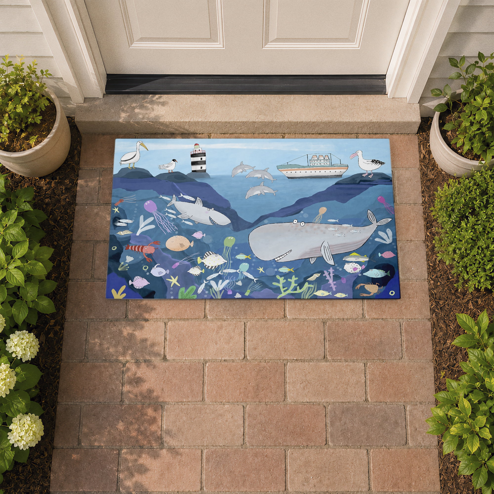 Stupell Industries Sea World Creatures Underwater Printed Outdoor Door Floor Mat, design by Carla Daly
