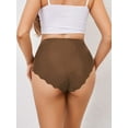 thumbnail image 6 of Women No Show High Waisted Panties Tagless Wave Edge Full Coverage Ladies Briefs Coffee Brown S, 6 of 8