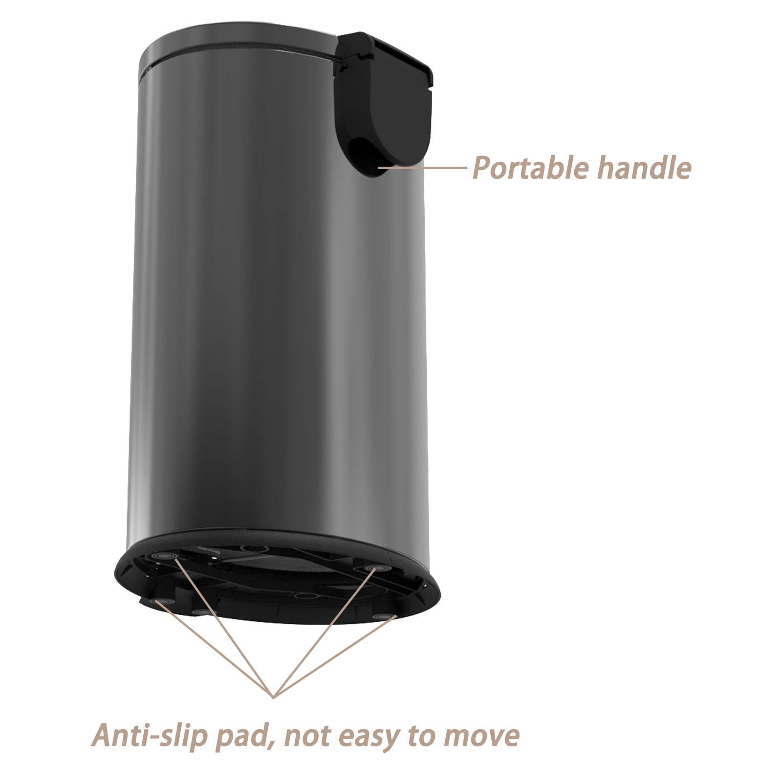Koomade Stainless Steel Kitchen Trash Can 10.5 Gal, Soft Close Step Garbage Bin with Lid, Black