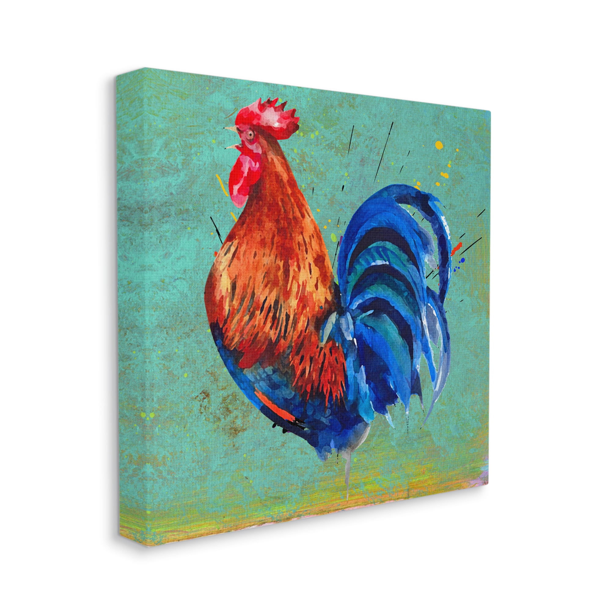 Stupell Bold Farmhouse Country Rooster Animals & Insects Painting Gallery Wrapped Canvas Print Wall Art
