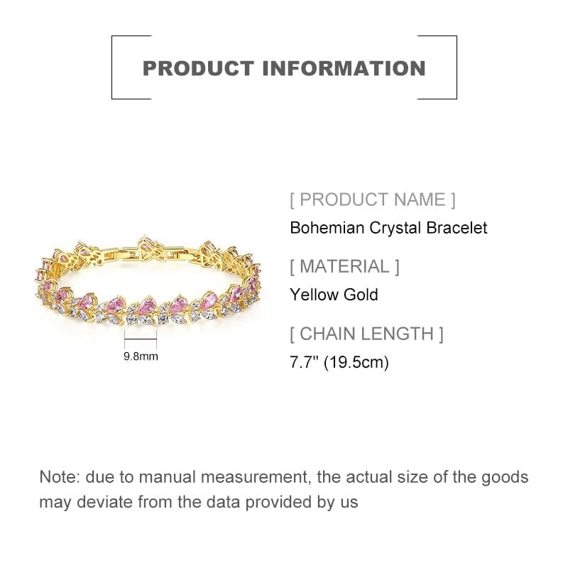 PAENENPH 14K Gold Bohemian Crystal Bracelet for Women,Luxury Branch Shape Natural Pink Crystal Charm Bracelet,Fashion Bracelet Jewelry Gift for Her
