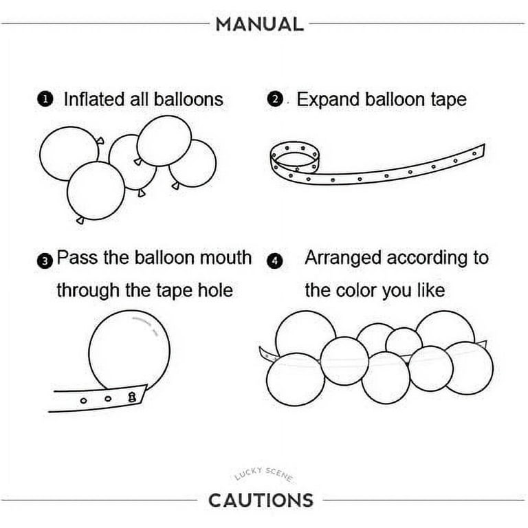 Balloon strips, balloon adhesive dots, binding tool, lead, silk ribbon,  hooks, balloon accessories for balloon arch, balloon garland