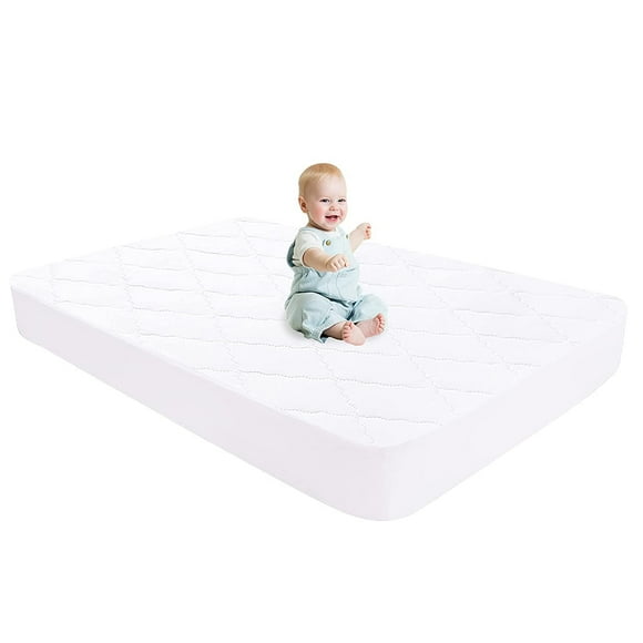 1 Pack Waterproof Breathable Crib Mattress Protector, Fit Up to 11" Quilted Fitted Toddler Crib Mattress Pad, Noiseless Soft Baby Mattress Cover