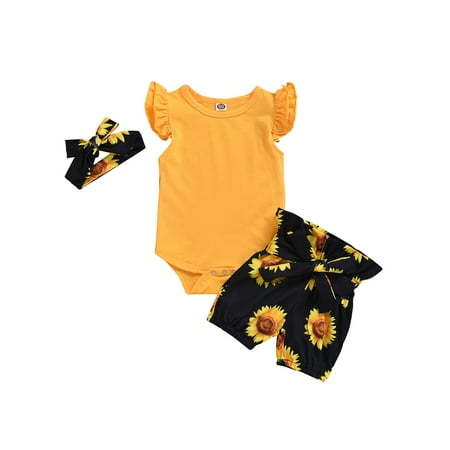 

Infant Baby Girl Kid Romper Bodysuit Cotton Tops Sunflower Pants Skirts Clothes