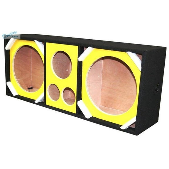 Loaded Box withTwo Despacito Heavy Duty 12-in Woofers One Horn and withTwo Bullet Tweeters YELLOW