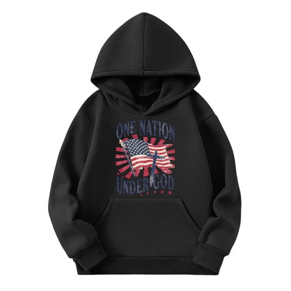 Byoo Vintage Patriotic Hoodie for Girls Oversized Flag Graphic Pocket Pullover Sweatshirt Retro Soft Daily Sweatshirtsï¼ 18-24 Months