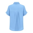 thumbnail image 4 of WTXUE Womens Button Down Shirts Short Sleeve Collared Shirts Tunic Shirts Dressy Casual Double Layer Wrinkled Fabric Work T Shirts Lightweight Blouses Business Dressy Casual Top Sky Blue Xl, 4 of 4