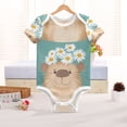 thumbnail image 6 of Happy Capybaras with Flower Garlands Pure Cotton Bodysuit Short Sleeve Pajamas One-Piece Romper Unisex 18M, 6 of 6